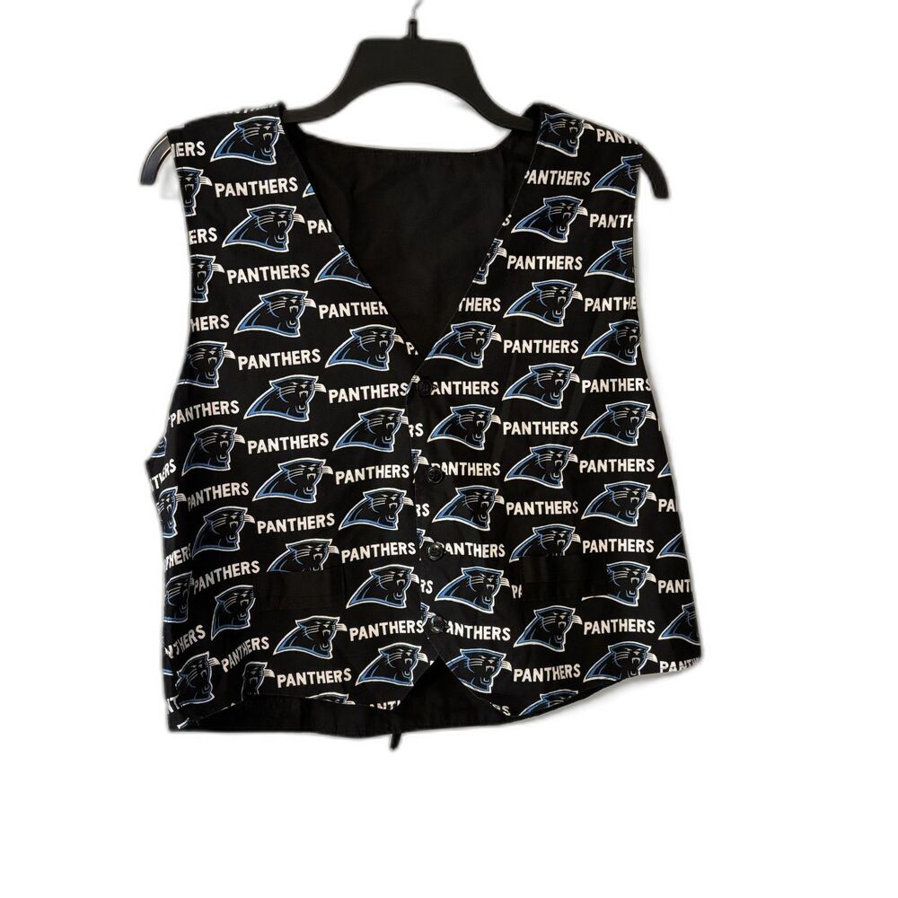 Carolina Panthers Vest Women Size M/L Black NFL Football Button Front